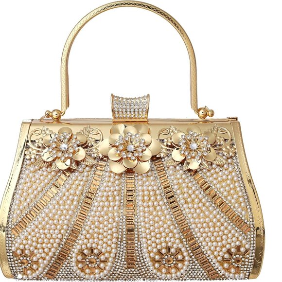 Elegant Women's Rhinestone Glitter Evening Clutch with Detachable Handle - Picture 1 of 7